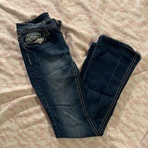 Dark wash, bootcut jeans